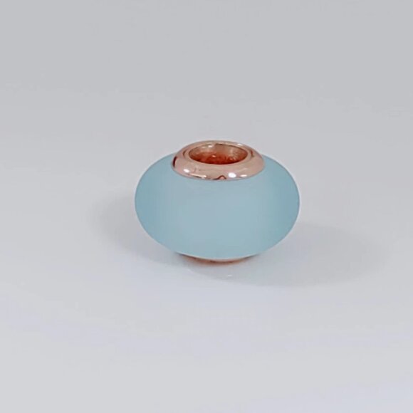 Pandora Matte Blue Murano Glass Charm Bead with box, Rose Gold-Plated - Picture 1 of 4